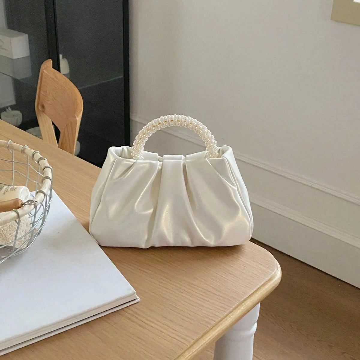 MAC062 Soft Leather Pearl Clutch Evening Bags