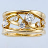 Wavy Geometric Line Gold Zirconia Ring(MAC072)