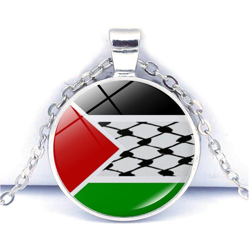 MAC076 Time Gem Palestine keffiyeh Anti-War Peace Pendant Necklace