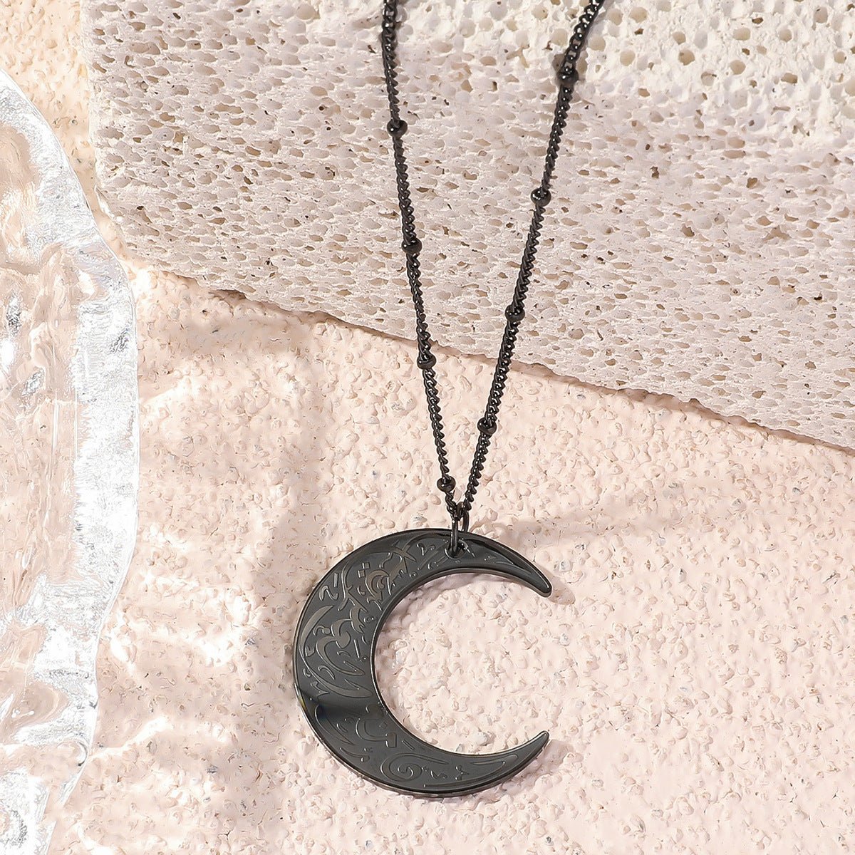 Simple Moon Titanium Steel Clavicle Chain Necklace (With gift box)(MAC218)