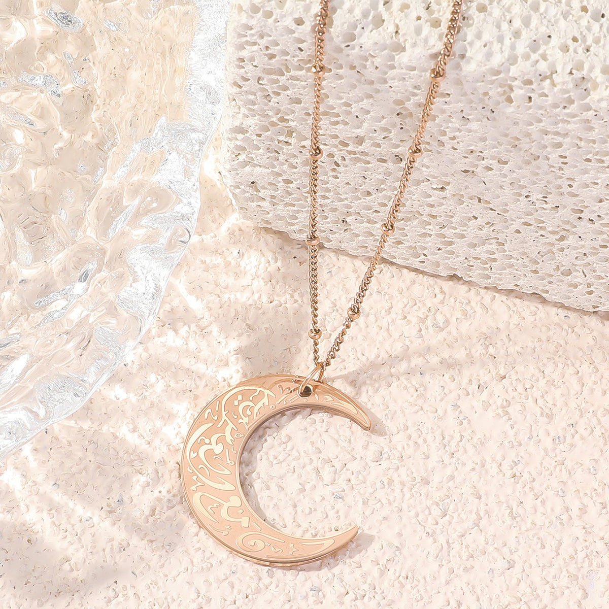 Simple Moon Titanium Steel Clavicle Chain Necklace (With gift box)(MAC218)