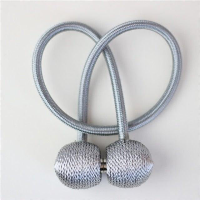 Magnetic Curtain Tieback Buckle Strap Holdbacks Magnet Clip For Curtain Rod Tie Backs Hanging Belts Rope Accessories Upgraded Curtain Buckles European Style Decorative Weave Rope Curtain Holdbacks Holder For Window Decor Curtain Clips Rope Straps Magnet