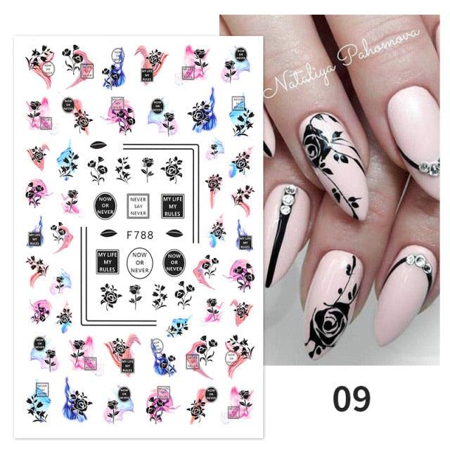 Maple Leaves 3D Nail Stickers Fall Leaf Flowers Line Sliders For Nails Self Adhesive Stickers Autumn Manicuring Decals Transfer Nail Decals Sticker For Pretty Girl Self-Adhesive Nail Decals Designer Nail Stickers for Acrylic