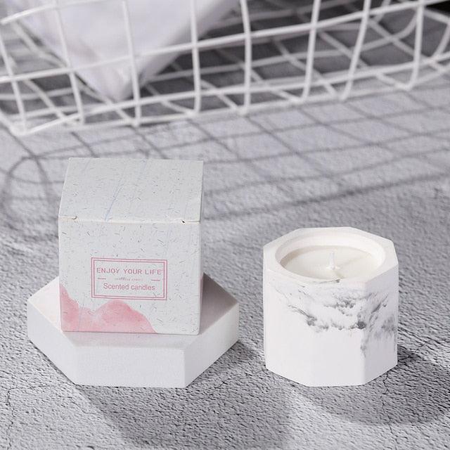Marbled Plaster Scented Soy Candles Candlestick Aromatherapy For Party Gifts Marbled Plaster Scented Soy Candles Candlestick Aromatherapy Stress Relief Candles For Birthday Wedding Decoration Christmas Handmade