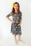 Iowa Plaid Tigerhawk 3/4 Sleeve Pocket Twirl Dress