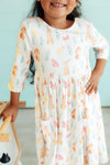 Sunny Bunnies 3/4 Sleeve Pocket Twirl Dress