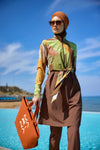 Brown Full Coverage Modest Swimwear Burkini Set M2530-1