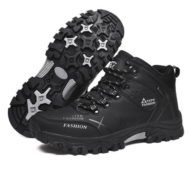 Men's Winter Snow Boots Waterproof Leather Sports Super Warm Men's Boots Outdoor Hiking Boots Work Travel Shoes Trail Climbing Shoes Lace Up Anti-Slip Waterproof Working Outdoor Boots