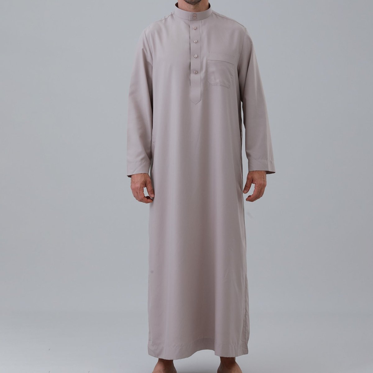 Men's Solid Color Thobe with Button Placket (MT036)