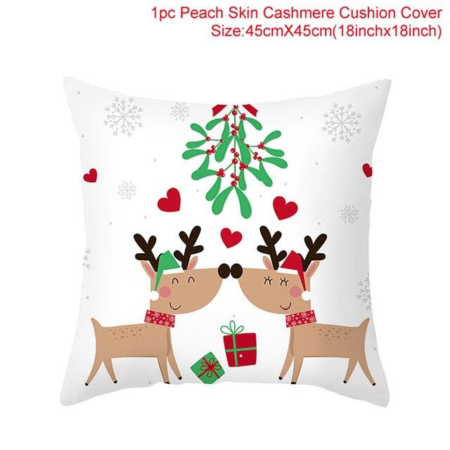 Merry Christmas Decoration Xmas Gift New Year For Home Reindeer Santa Claus Xmas Series Cushion Cover Case Pillow Custom Zippered Square Pillowcase Tree Cushion Cover Christmas Ornament