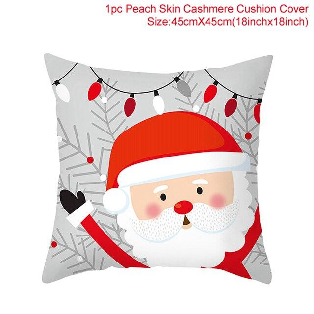 Merry Christmas Decoration Xmas Gift New Year For Home Reindeer Santa Claus Xmas Series Cushion Cover Case Pillow Custom Zippered Square Pillowcase Tree Cushion Cover Christmas Ornament