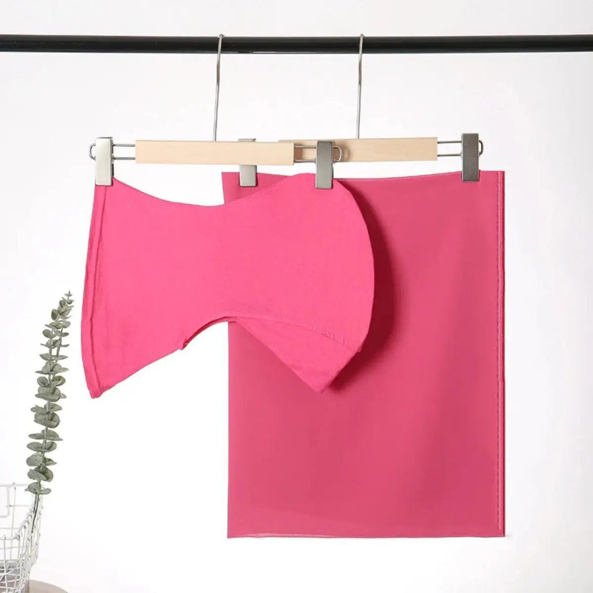 Solid Color Chiffon Hijab  With Neck Base Hat 2pcs Set (MH036)