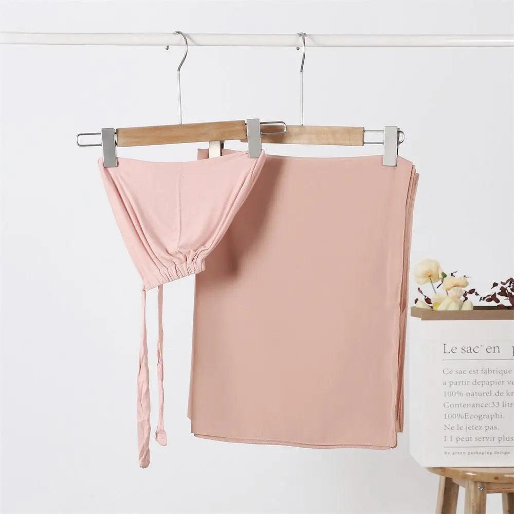 Chiffon Hijab with Cord Base Cap 2pcs Set (MH037)