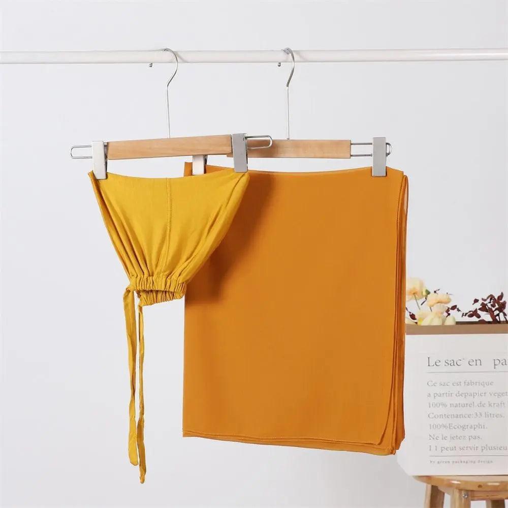 Chiffon Hijab with Cord Base Cap 2pcs Set (MH037)