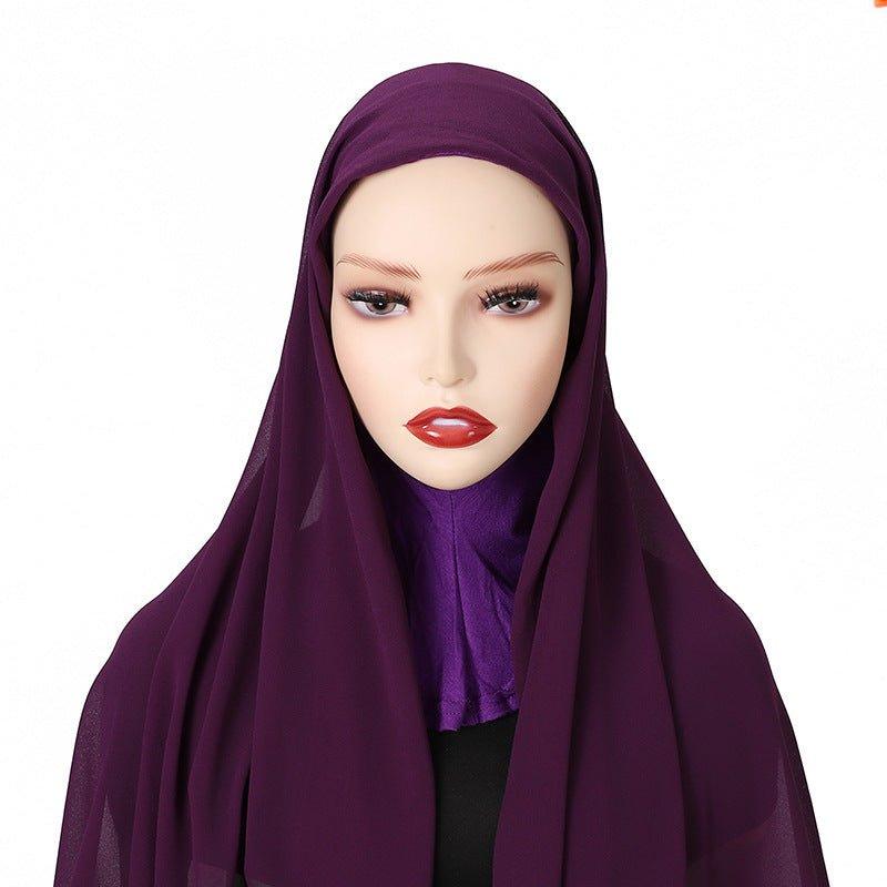 MH061 Pearl Chiffon One-Piece Bottom Hat Hijab