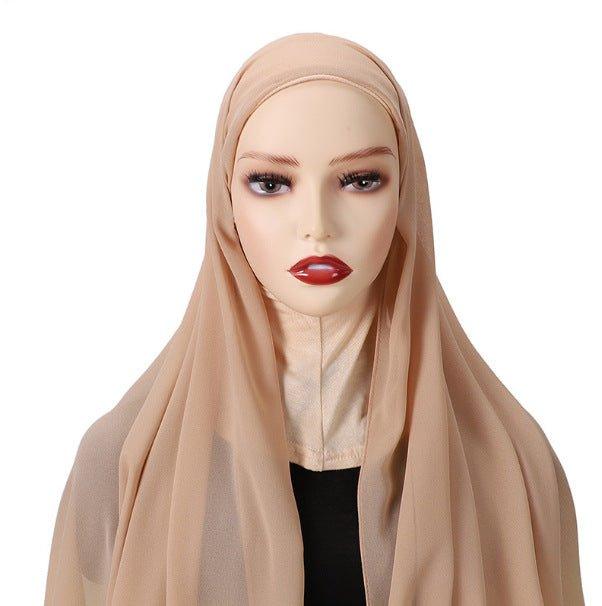 MH061 Pearl Chiffon One-Piece Bottom Hat Hijab