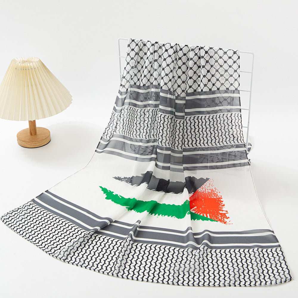 MH074 Keffiyeh Printed chiffon Hijab