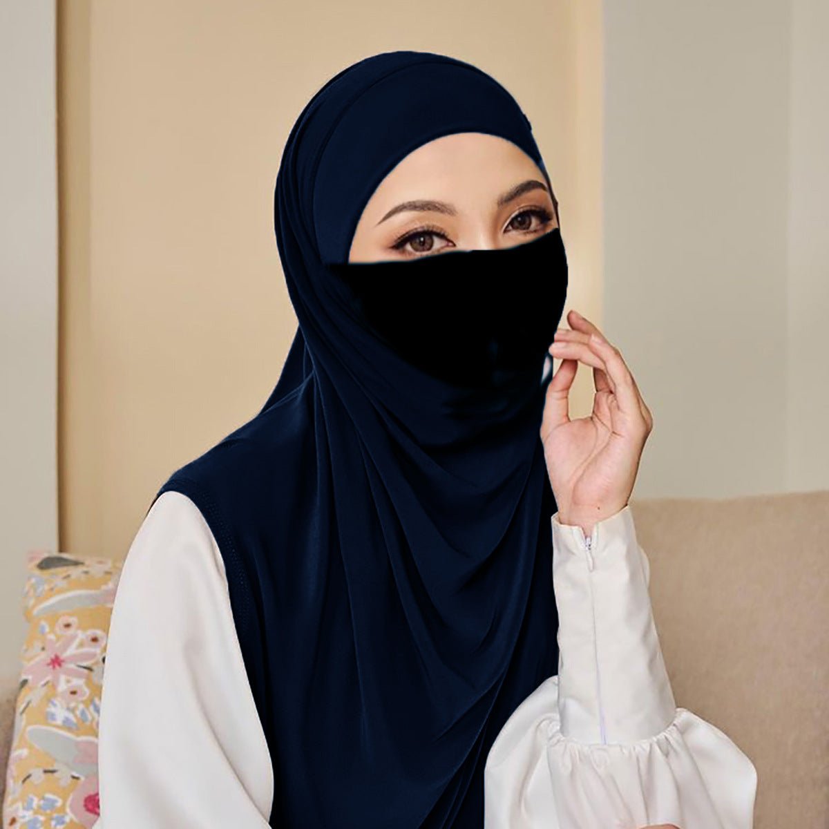 MH081 Dual Purpose Veil Bottom Hat Hijab