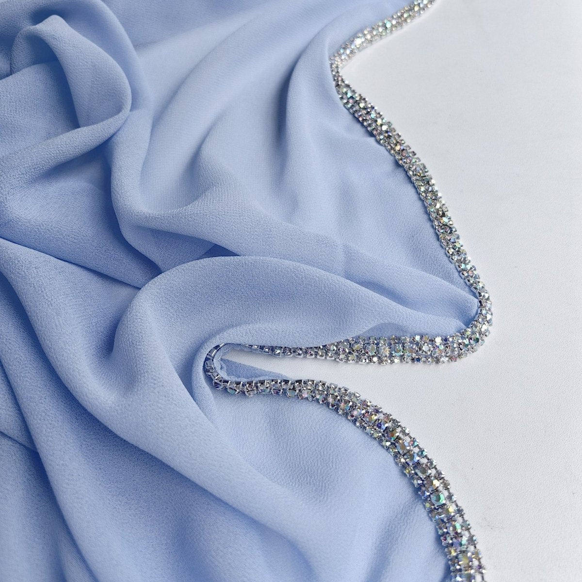 Diamond Trimmed Chiffon Hijab(MH087)