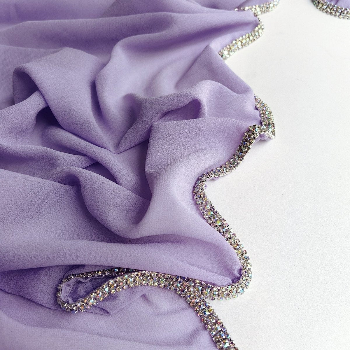 Diamond Trimmed Chiffon Hijab(MH087)