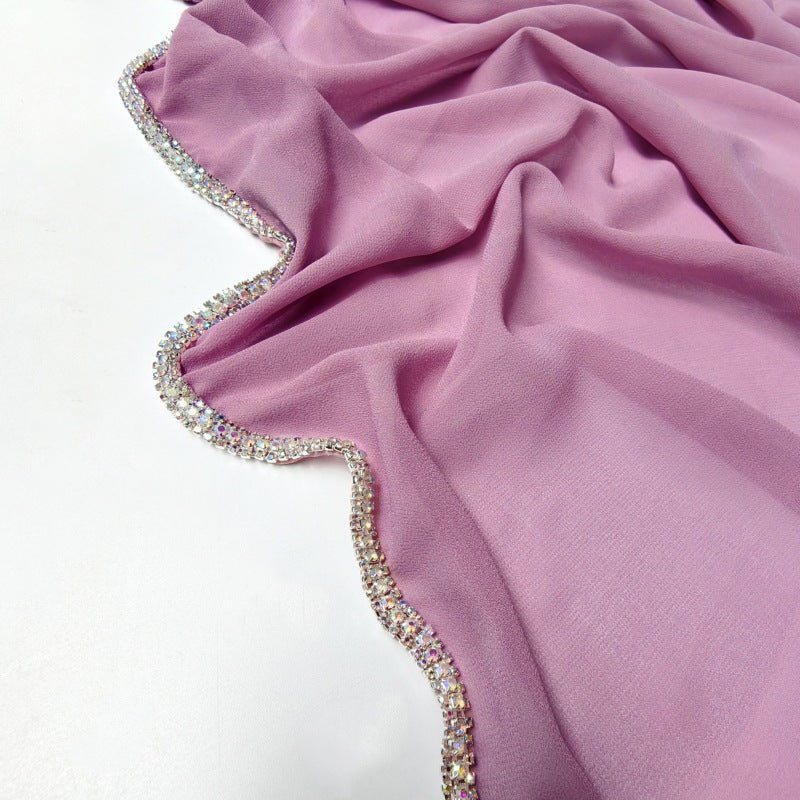 Diamond Trimmed Chiffon Hijab(MH087)