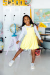 Bright Yellow Faux Suede Pinafore