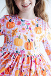 Pumpkin Party 3/4 Sleeve Pocket Twirl Dress