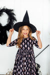 Hocus Pocus 3/4 Sleeve Pocket Twirl Dress