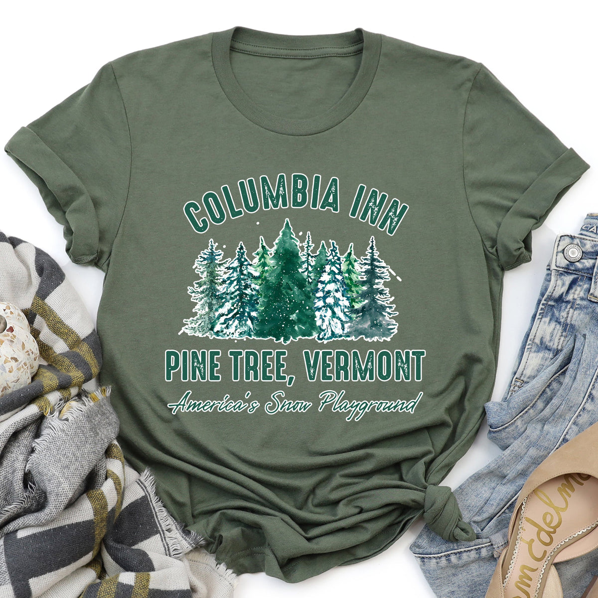 Columbia Inn White Christmas Movie Classic Musical Showtune Nostalgia Holiday Film Graphic Tee