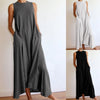 Sleeveless Silk Maxi Dress with Pockets | A-Line Silk Maxi Dress With No Sleeves (MS189)