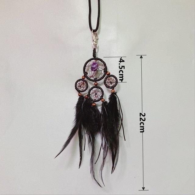 Mini Dream Catcher With Natural Feather Wind Chime Hanging Handmade Lace Feathers Bead Dream Catcher Wind Chimes Hanging Home Room Decoration Car Pendant Ornament Craft Dreamcatcher For Gift Memorial Festival Photography