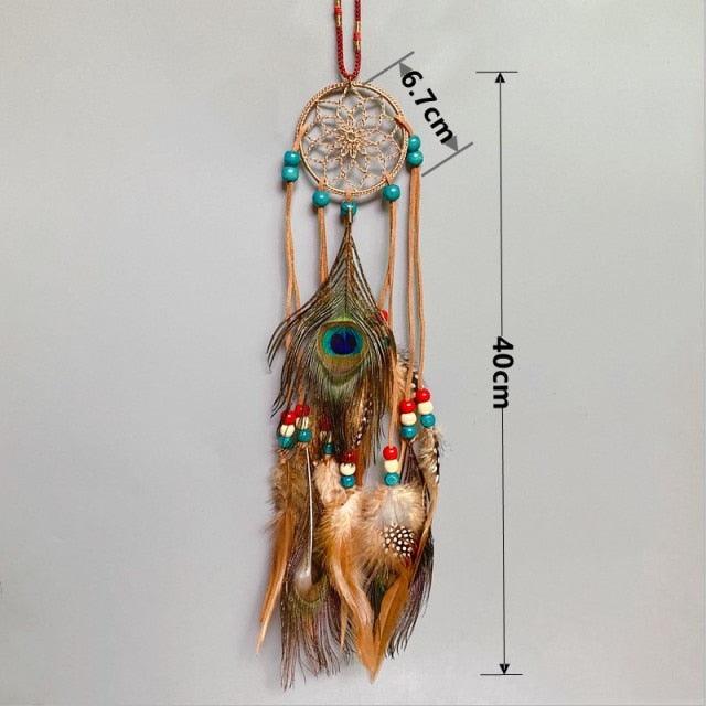 Mini Dream Catcher With Natural Feather Wind Chime Hanging Handmade Lace Feathers Bead Dream Catcher Wind Chimes Hanging Home Room Decoration Car Pendant Ornament Craft Dreamcatcher For Gift Memorial Festival Photography