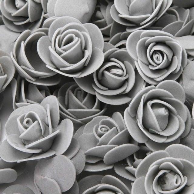 Mini Fake Rose Flower Heads 50/100/200 Pieces Teddy Bear of Roses 3cm Foam Wedding Flowers Accessories Make Bridal Hair Clips Headbands Dress