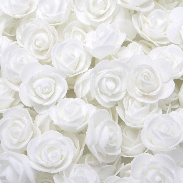 Mini Fake Rose Flower Heads 50/100/200 Pieces Teddy Bear of Roses 3cm Foam Wedding Flowers Accessories Make Bridal Hair Clips Headbands Dress