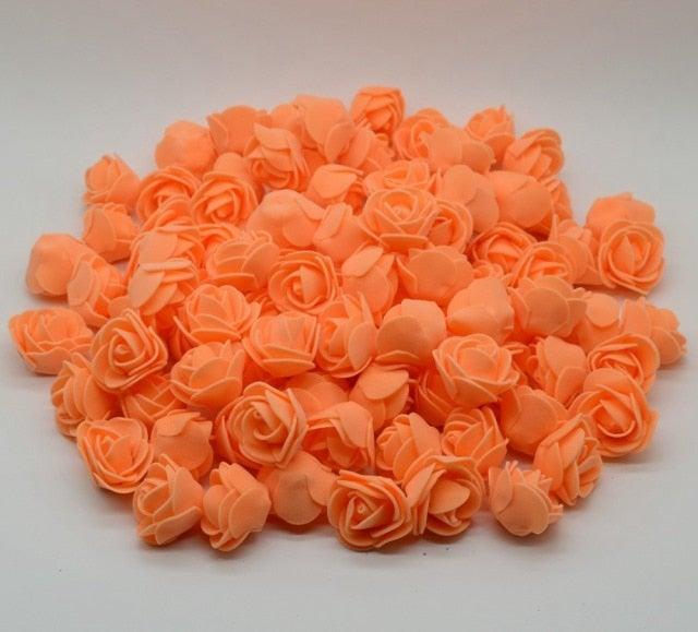 Mini Fake Rose Flower Heads 50/100/200 Pieces Teddy Bear of Roses 3cm Foam Wedding Flowers Accessories Make Bridal Hair Clips Headbands Dress