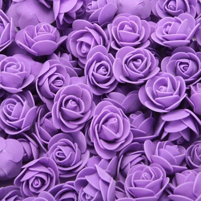 Mini Fake Rose Flower Heads 50/100/200 Pieces Teddy Bear of Roses 3cm Foam Wedding Flowers Accessories Make Bridal Hair Clips Headbands Dress
