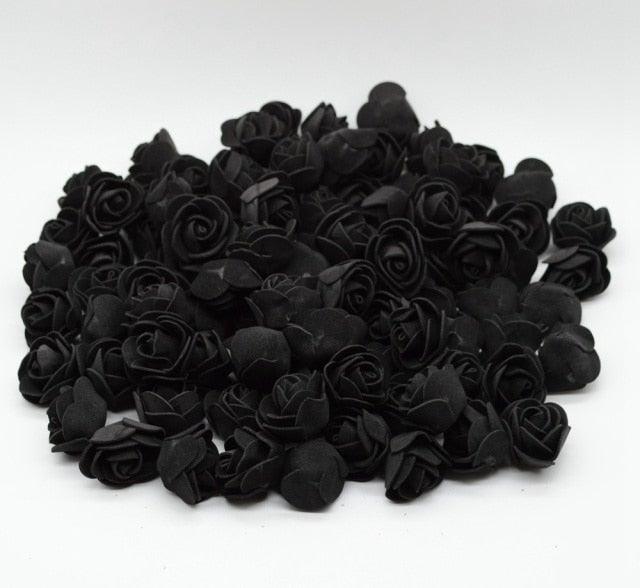 Mini Fake Rose Flower Heads 50/100/200 Pieces Teddy Bear of Roses 3cm Foam Wedding Flowers Accessories Make Bridal Hair Clips Headbands Dress