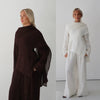 Minimalist Luxury Modest Lounge Two-Piece Set | Asymmetrical Cardigan & Wide-Leg Pants (MS093)
