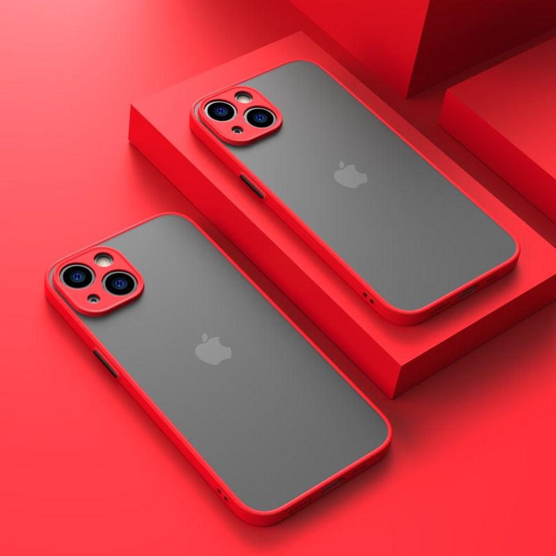 Minimalistic Shockproof Armor Case For iPhone 13 14 12 11 Pro Max XR XS X Luxury Silicone Bumper Clear Hard Cover Mini Luxury Silicone Bumper Clear Hard Cover