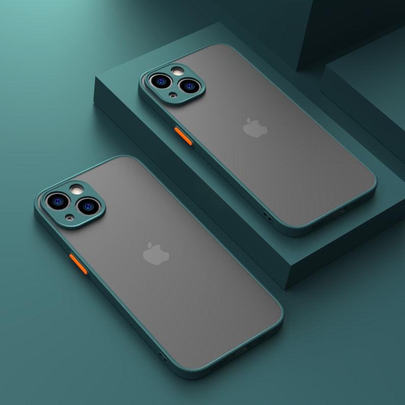 Minimalistic Shockproof Armor Case For iPhone 13 14 12 11 Pro Max XR XS X Luxury Silicone Bumper Clear Hard Cover Mini Luxury Silicone Bumper Clear Hard Cover