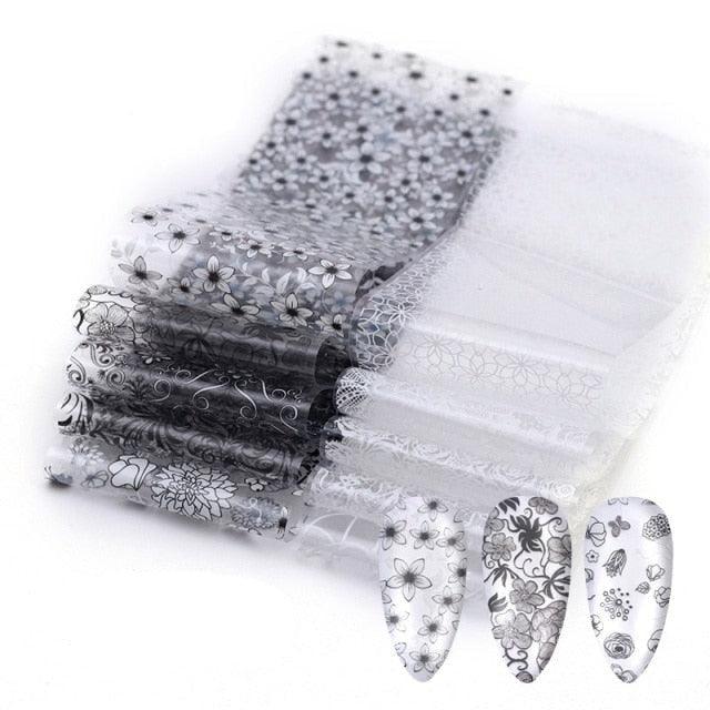 Mix Nail Art Transfer Foil Sticker Angles Decoration Nail Art Decals Design For Nails Wraps Follie Nail Foil Transfer Sticker Kit, Nail Art Decals Nail Foil Glass Paper Nail Decals Nail Wraps for Nail Art Decorations Supplies