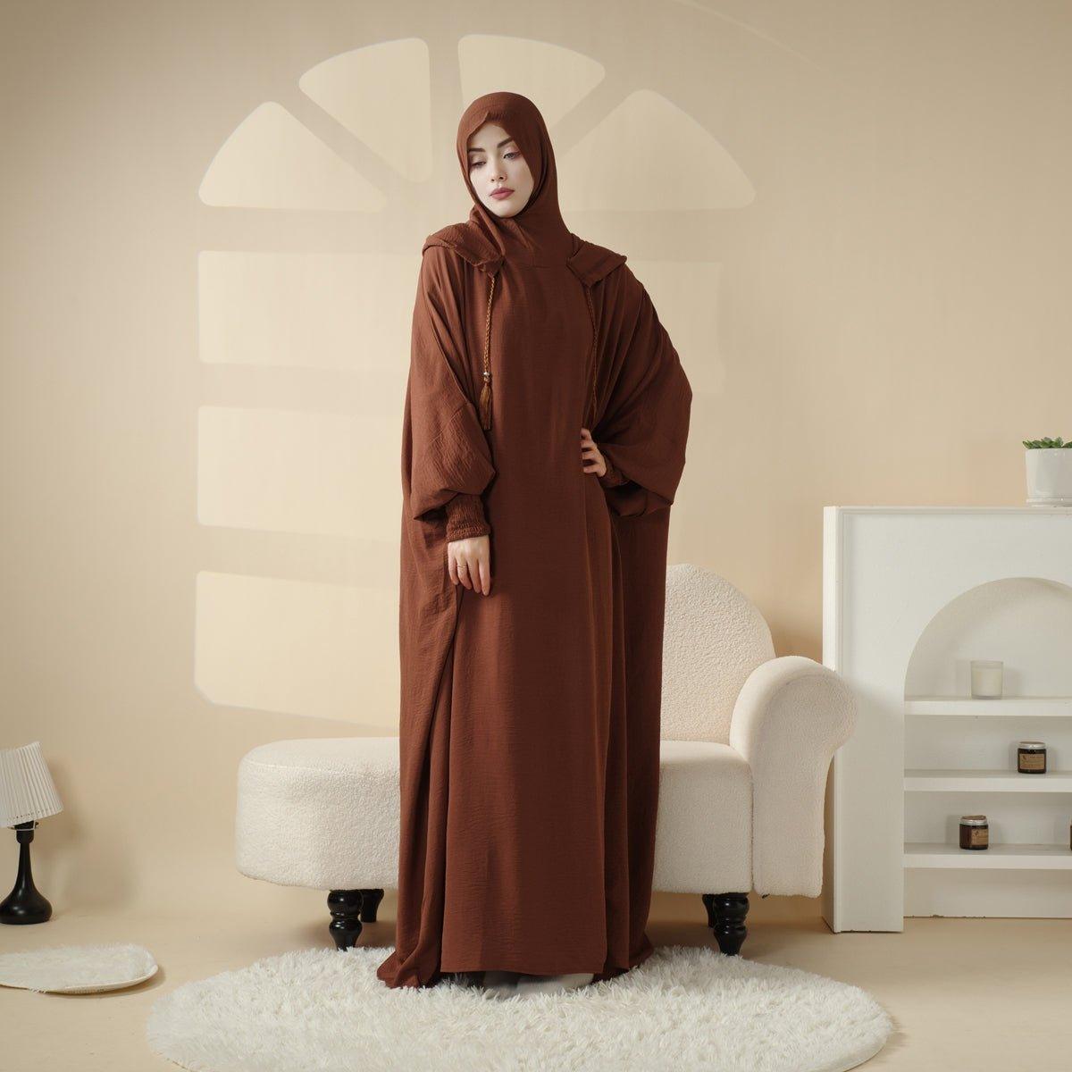 Solid Stylish Jilbab With A Hood | Crepe Jilbab With Attached Hood (MJ015)