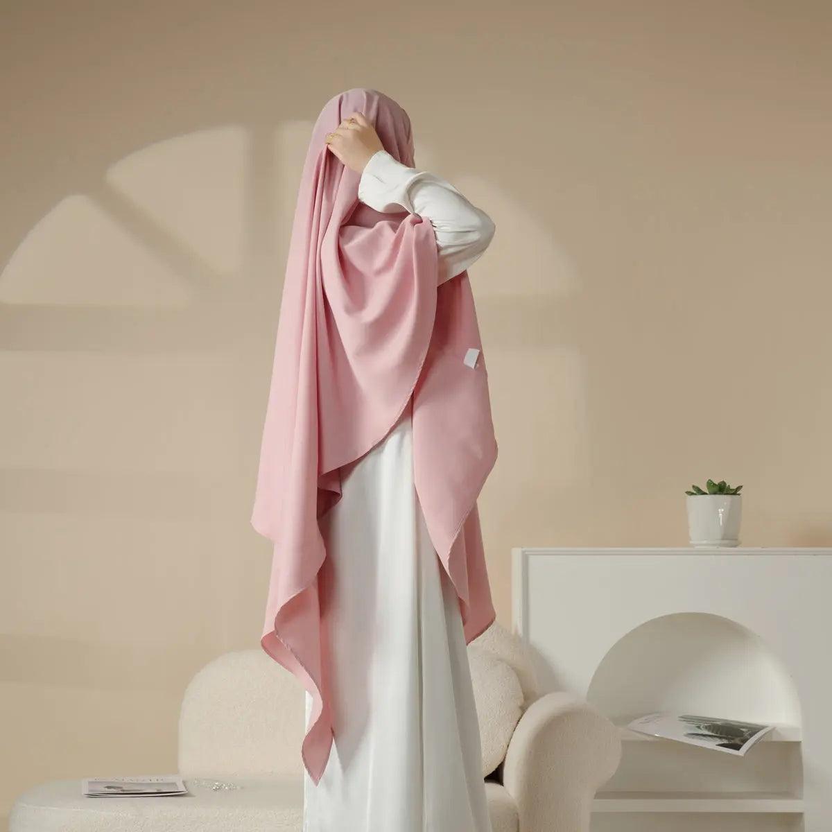 MK001 Niqab Attached 1-Layer Nida Plain Khimar