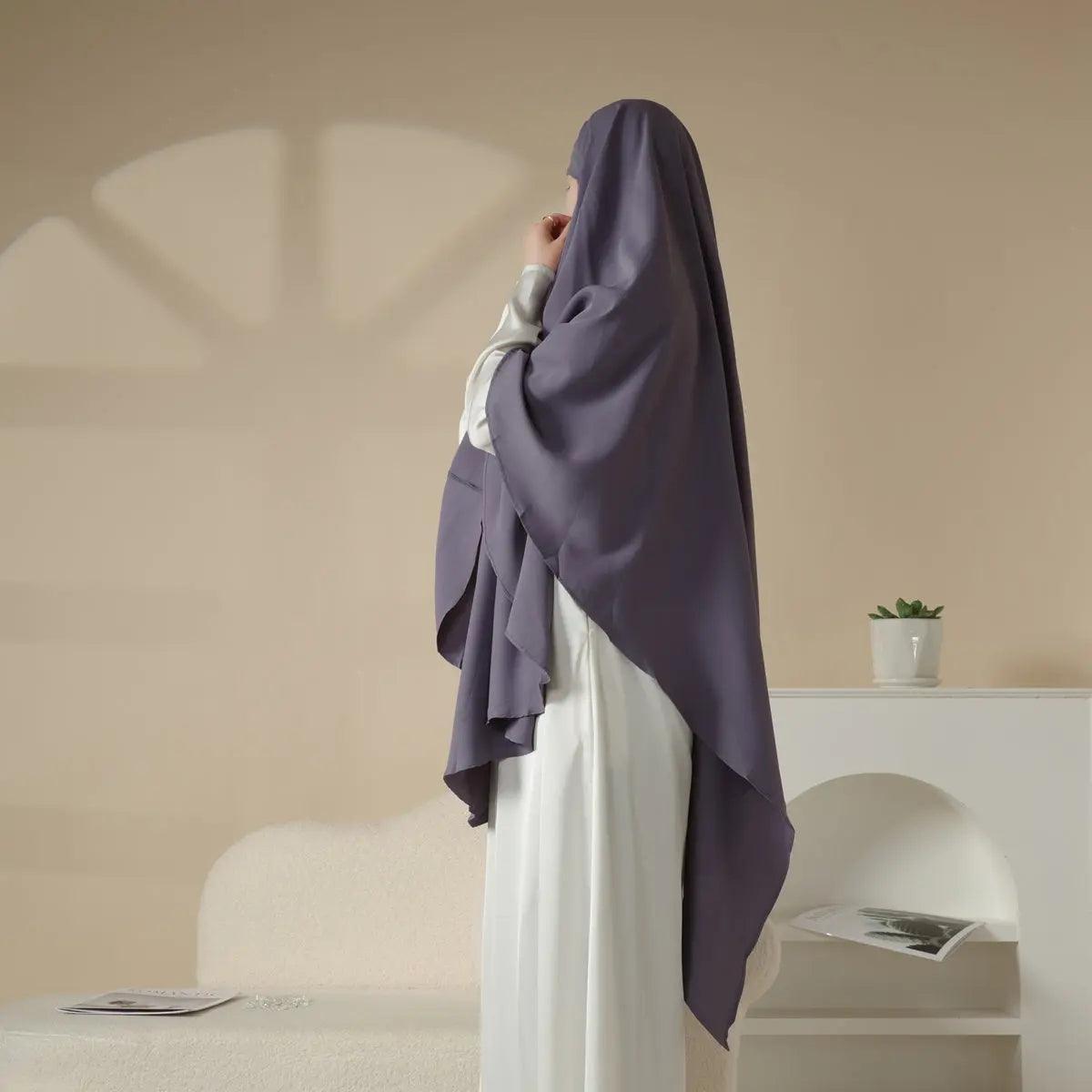 MK001 Niqab Attached 1-Layer Nida Plain Khimar
