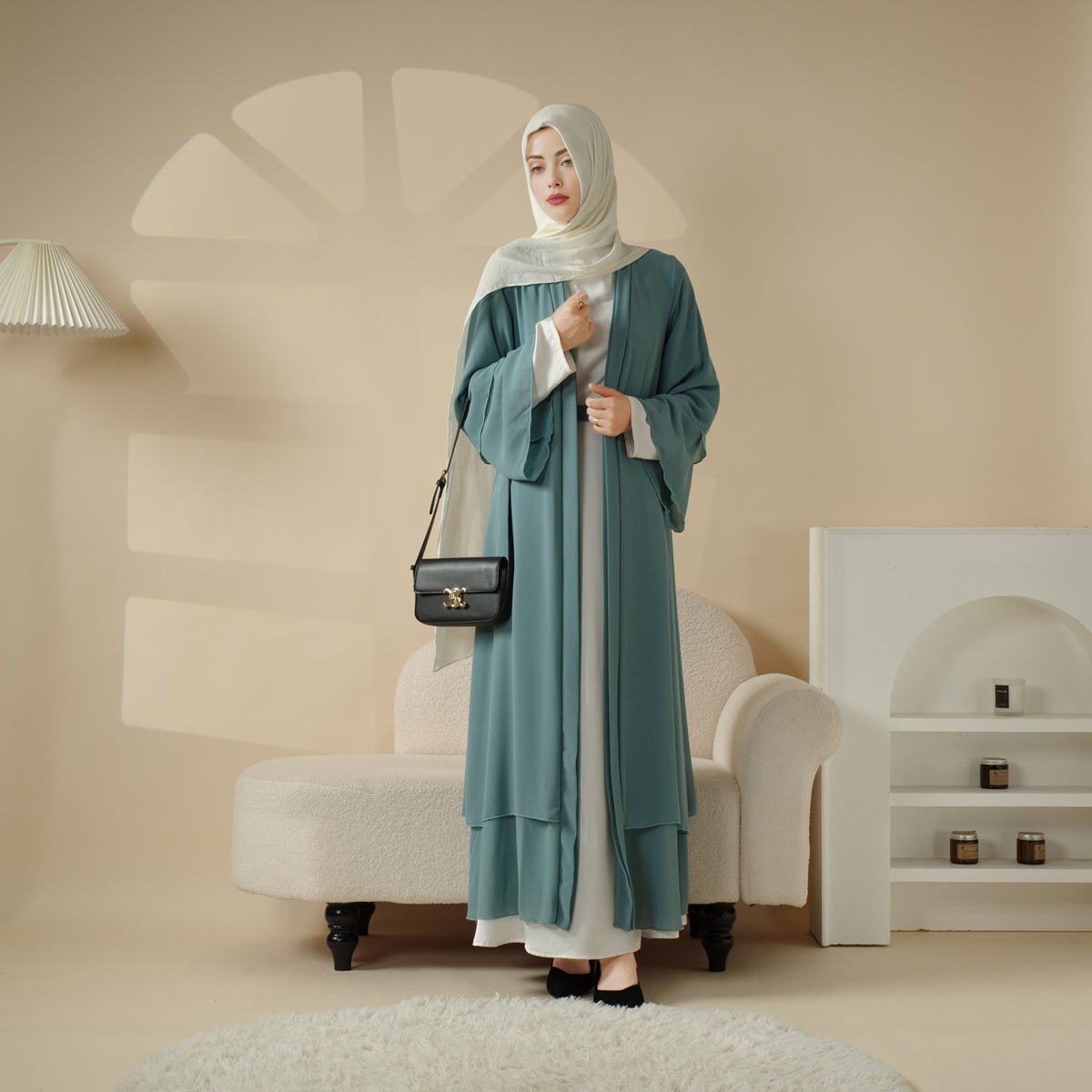 Stylish Chiffon Muslim Set Abaya (MOA008)