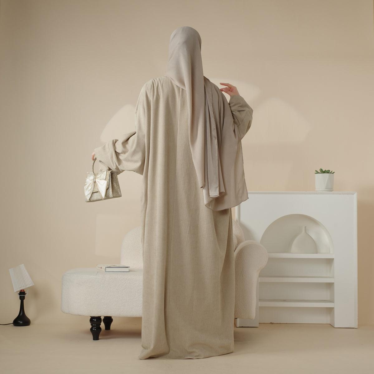 Corduroy Cardigan Open Abaya (MOA028)