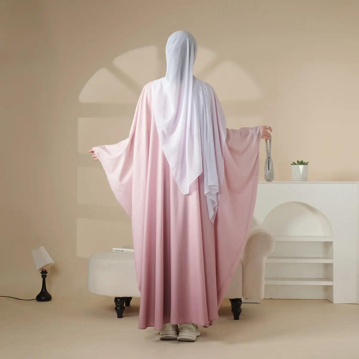 Glitter Gradient Polyester Abaya Set 4-Piece (MOA036)