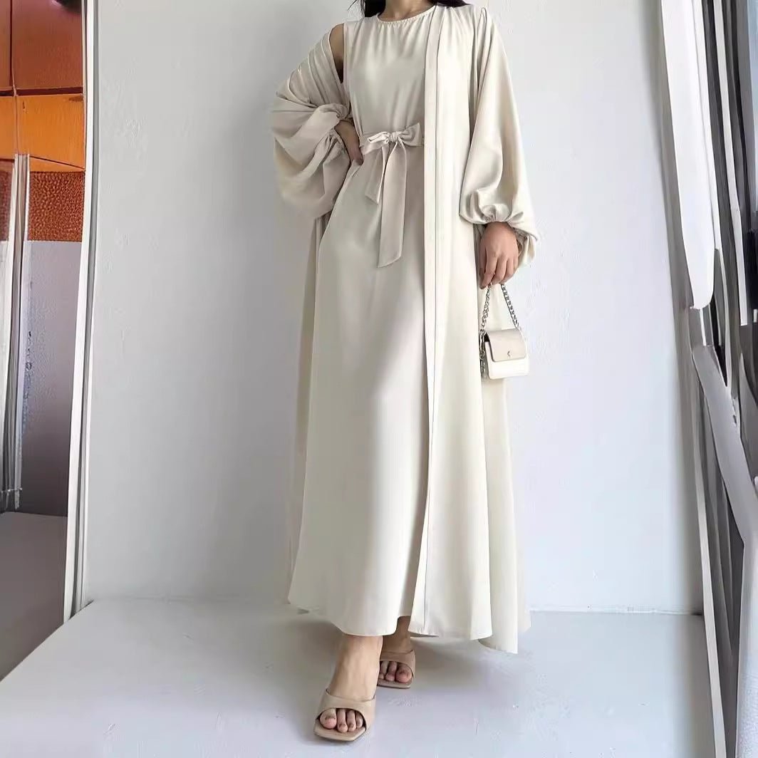 Loose Lantern Sleeve Abaya 3-Piece Set(MOA050)