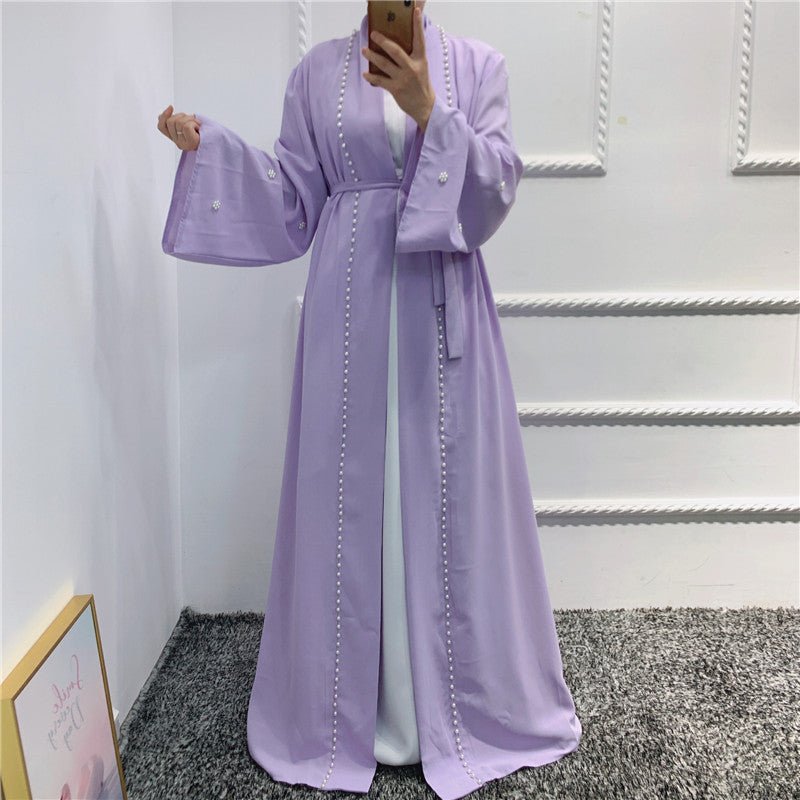 Beaded Open Abaya - Elegant & Temperament With Matching Belt (MOA090)