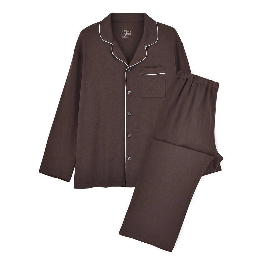 Modal Mixed Cotton Knitted Pajamas Couple Loungewear Set Soft and Smooth (MS085)